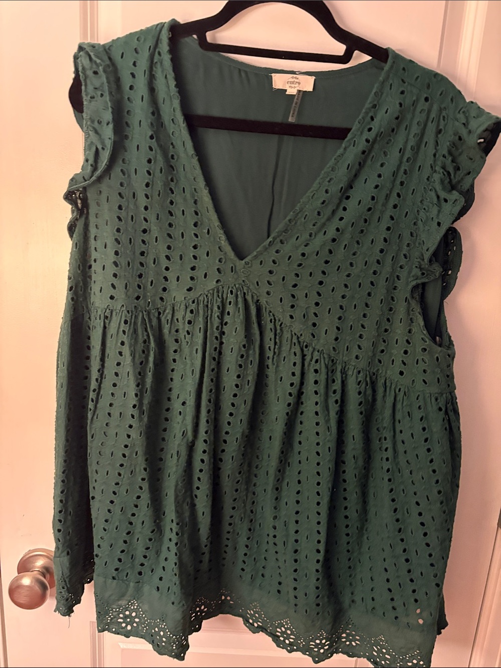 Etro Emerald Green Eyelet V-Neck Sleeveless Tunic
